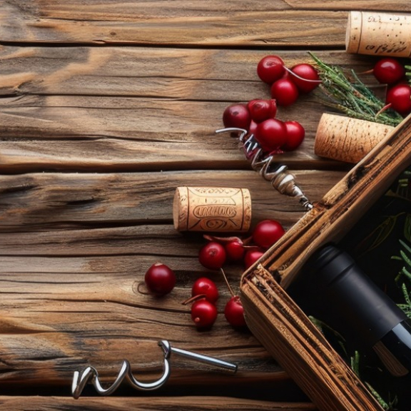 Wein-Karton mit Weinflaschen in Trennfächern auf Holztisch – sicher verpackt für Transport und Lagerung